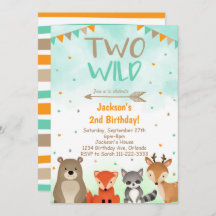 Woodland 2nd Birthday Invitation, Two Wild Invite