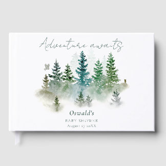 Woodland Adventure Awaits Watercolor Baby Shower Gästebuch