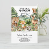 Woodland Adventure Baby Shower Invitation | Forest Einladung (Stehend Vorderseite)