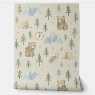 Woodland Adventure Boy Kinderzimmer Wallpaper Bear Tapete