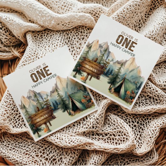 Woodland Adventure Camper Birthday Napkins Serviette