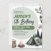 Woodland Adventure Camping Geburtstag Einladung (Vorderseite)