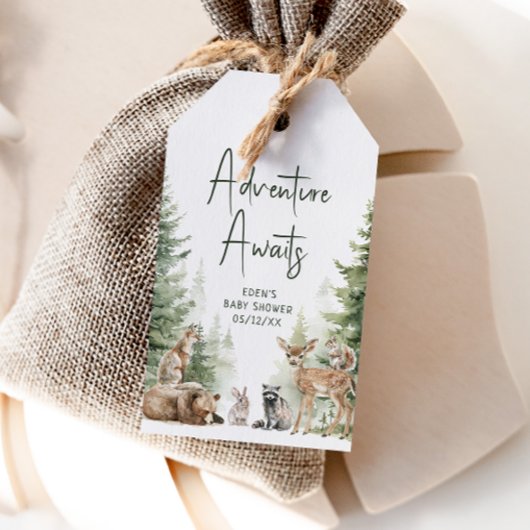 Woodland Adventure erwartet Baby Shower Vielen Dan Geschenkanhänger