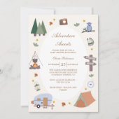 Woodland Adventure erwartet Camping Baby Shower Einladung (Vorderseite)