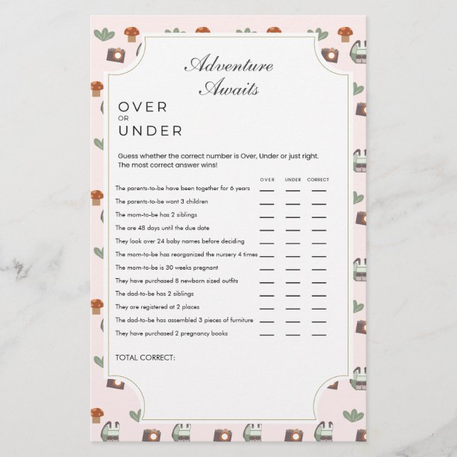 Woodland Adventure erwartet Camping Baby Shower Ga (Vorderseite)