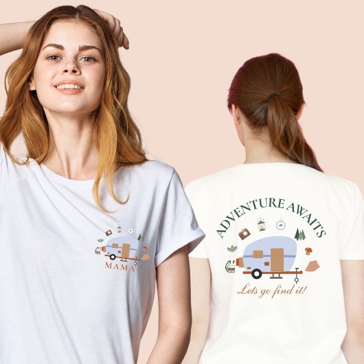 Woodland Adventure erwartet Camping Mama T-Shirt
