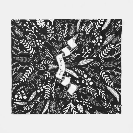 Woodland Adventure Leaf Ferns Muster Personalisier Fleecedecke (Vorderseite (Horizontal))