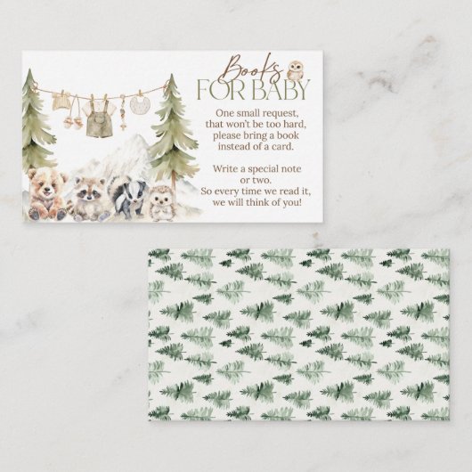 Woodland Adventure Oh Boy Baby Shower Books Begleitkarte (Vorne/Hinten)