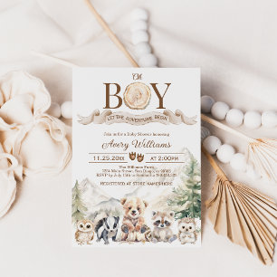 Woodland Adventure Oh Boy Baby Shower Einladung