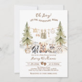 Woodland Adventure Oh Boy Baby Shower Einladung (Vorderseite)
