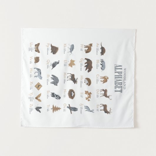 Woodland Alphabet Animal ABC Kinderzimmer Decor Wandteppich (Vorderseite (Horizontal))