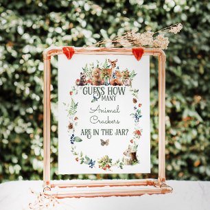 Woodland Animal Adventure Baby Dusche Tierspiel Poster