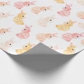 Woodland Animal Baby Dusche Aquarell Rosa Gelb Geschenkpapier (Ecke)