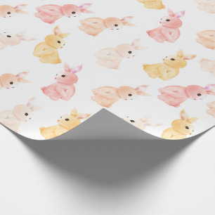 Woodland Animal Baby Dusche Aquarell Rosa Gelb Geschenkpapier