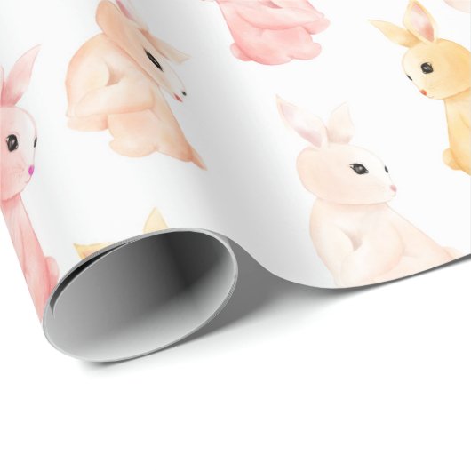 Woodland Animal Baby Dusche Aquarell Rosa Gelb Geschenkpapier (Rolleneckpunkt)
