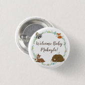 Woodland Animal Baby Dusche Button (Vorne & Hinten)