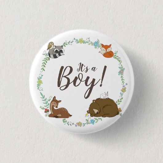 Woodland Animal Baby Dusche Button (Vorderseite)
