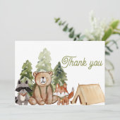 Woodland Animal Baby Dusche Danke Karte (Stehend Vorderseite)