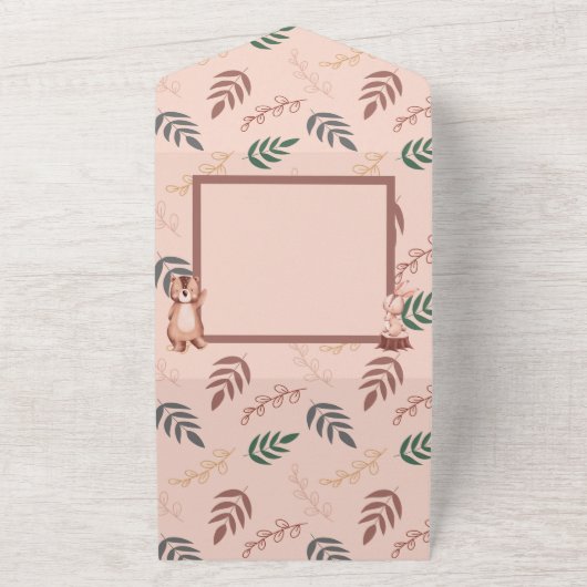 Woodland Animal baby Dusche Einladung, Boho All In One Einladung (Außenbereich)