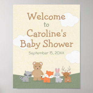 Woodland Animal Baby Dusche Willkommenspender Poster
