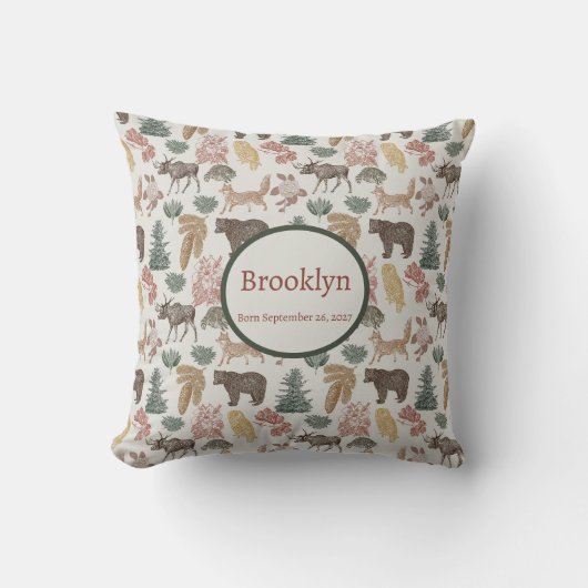 Woodland Animal Baby Pillow Rustic Kinderzimmer De Kissen (Vorderseite)