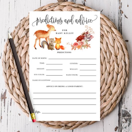 Woodland Animal Baby Predication/Ratgeber Paper Ca Flyer