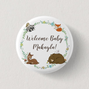 Woodland Animal Baby Shower Button