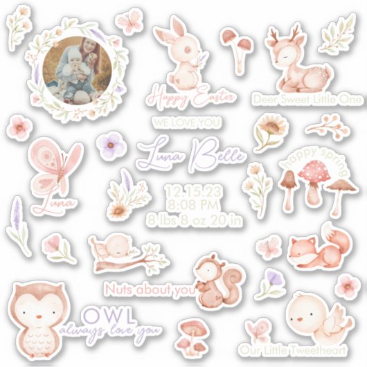 Woodland Animal Baby Vinyl Stickers Aufkleber (Vorderseite)