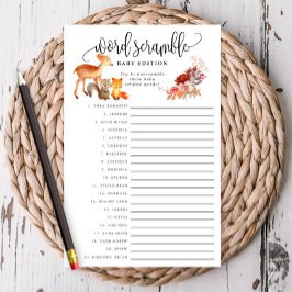 Woodland Animal Baby Word Papierspielkarte Flyer