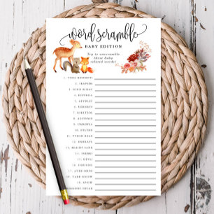 Woodland Animal Baby Word Papierspielkarte Flyer
