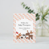 Woodland Animal Babydusche, Babywünsche Hinweiskarte (Stehend Vorderseite)