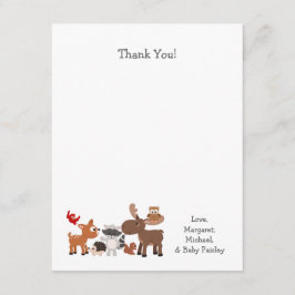 Woodland Animal Babydusche danke Notizen