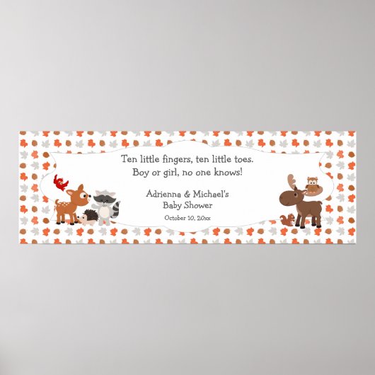 Woodland Animal Babydusche / Geburtstagsparty Poster (Vorne)