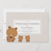 Woodland Animal Bear Twins Baby Dusche Einladung (Vorderseite)