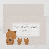 Woodland Animal Bear Twins Baby Dusche Einladung (Vorne/Hinten)