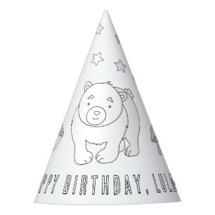 Woodland Animal Birthday - Farbe Ihres eigenen Par Partyhütchen