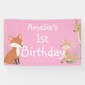  Woodland Animal Birthday Party  Banner (Horizontal)