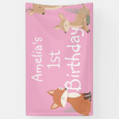  Woodland Animal Birthday Party  Banner (Vertikal)