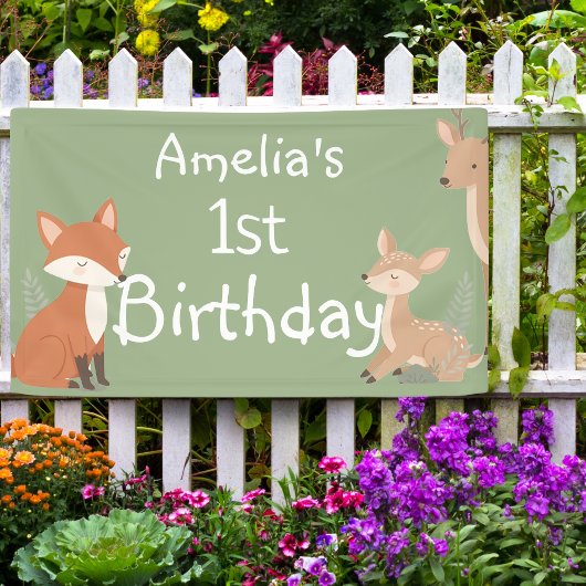  Woodland Animal Birthday Party  Banner