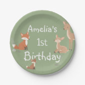  Woodland Animal Birthday Party  Pappteller (Vorderseite)