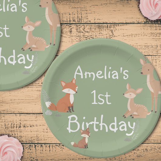  Woodland Animal Birthday Party  Pappteller