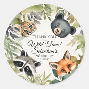 Woodland Animal Birthday Vielen Dank Runder Aufkleber