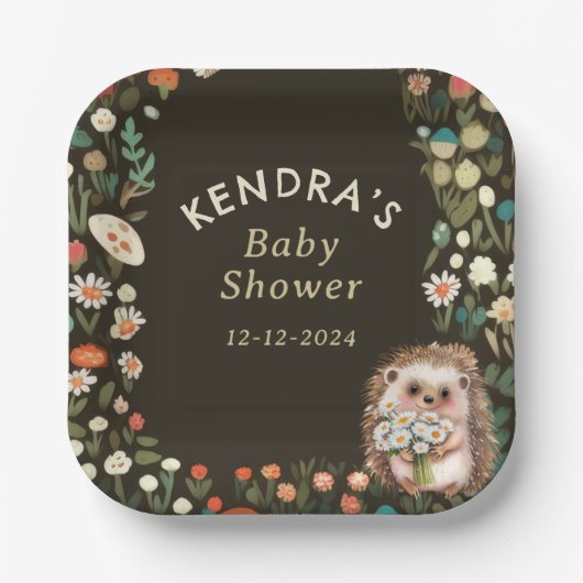 Woodland Animal Daisy Blume Babydusche Pappteller (Vorderseite)