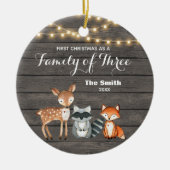 Woodland Animal First Christmas als Familie von 3 Keramik Ornament (Vorne)
