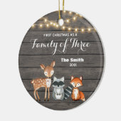 Woodland Animal First Christmas als Familie von 3 Keramik Ornament (Links)