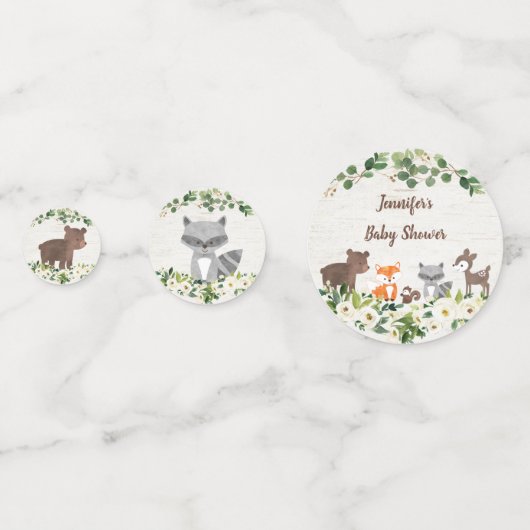 Woodland Animal Floral Baby Dusche Konfetti (Rückseiten)
