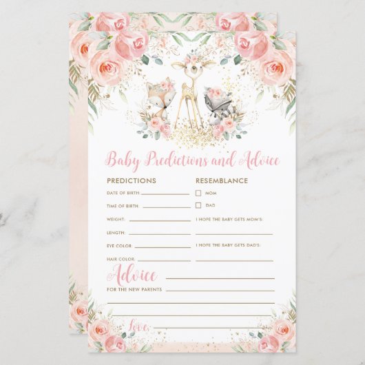 Woodland Animal Floral Baby Vorhersagen und Ratsch (Vorne/Hinten)