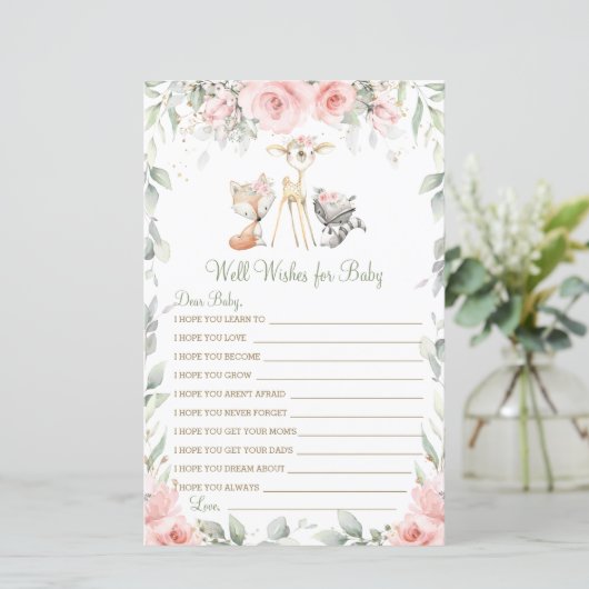 Woodland Animal Floral Well will baby (Stehend Vorderseite)