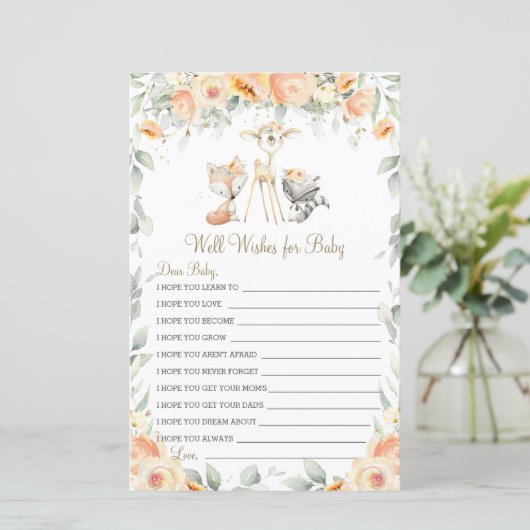 Woodland Animal Floral Well will baby (Stehend Vorderseite)