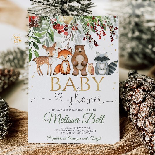 Woodland animal Forest Baby Showroom Einladung